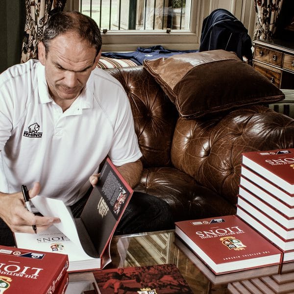 Martin Johnson, English rugby player, singing Lions books