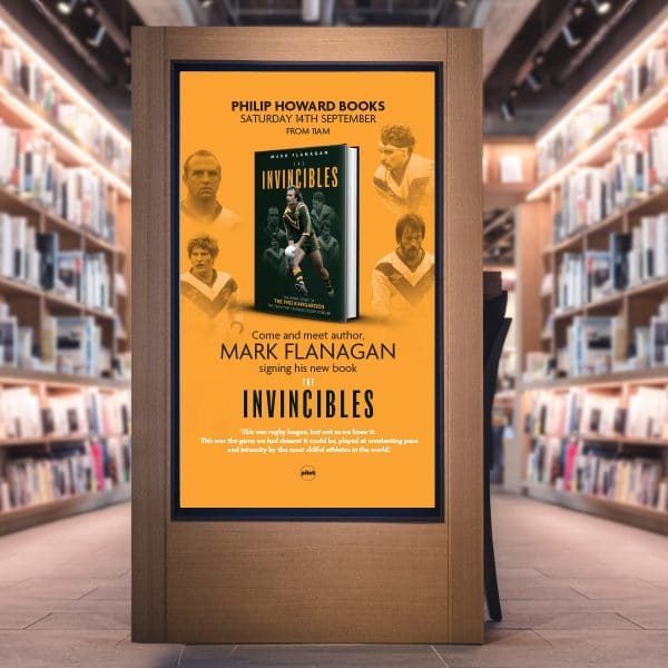 A image showing a poster of the Invincibles book in a book shop