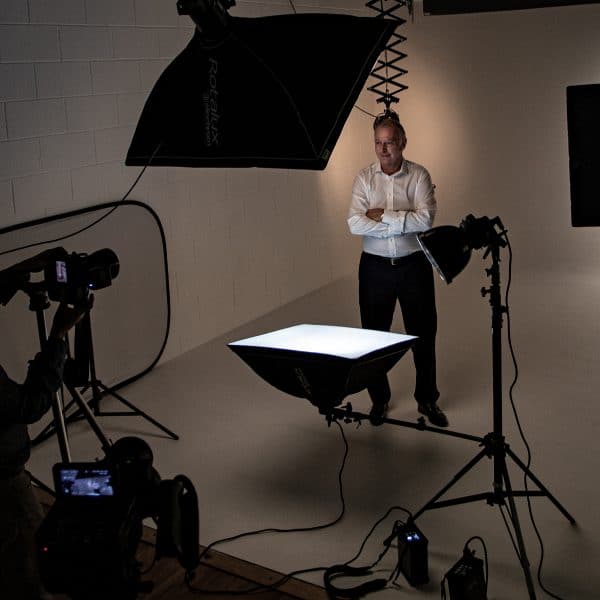 A photograph of behind the scenes at the Trevor Francis photoshoot