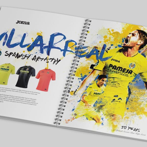 An open Joma brand booklet for Villareal