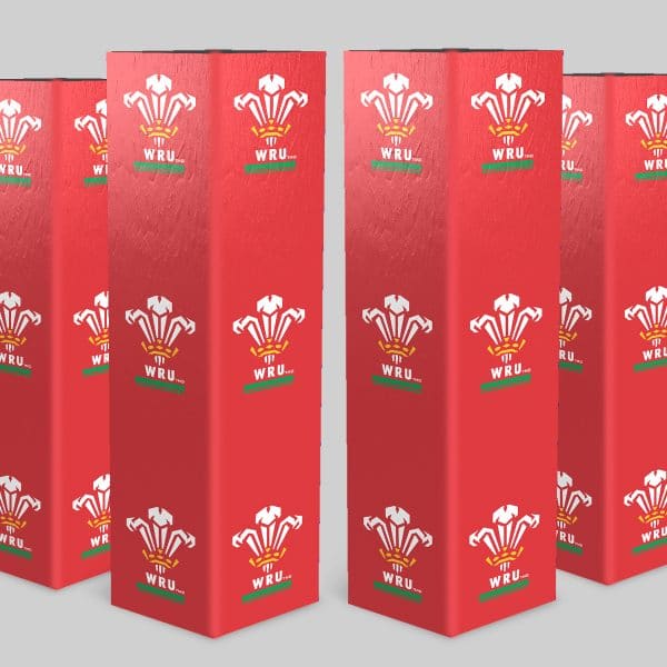A image of four Wales Rugby Post protectors