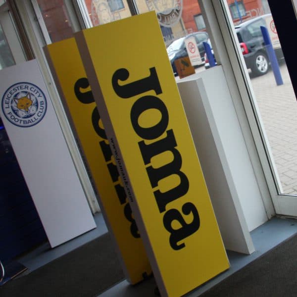 An image showing Joma cardboard stands at Leicester City FC
