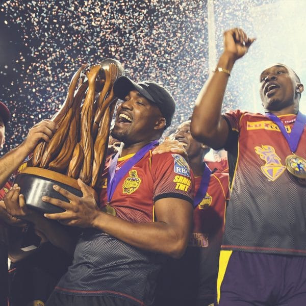 Photograph of Trinbago Knight Riders celebrating