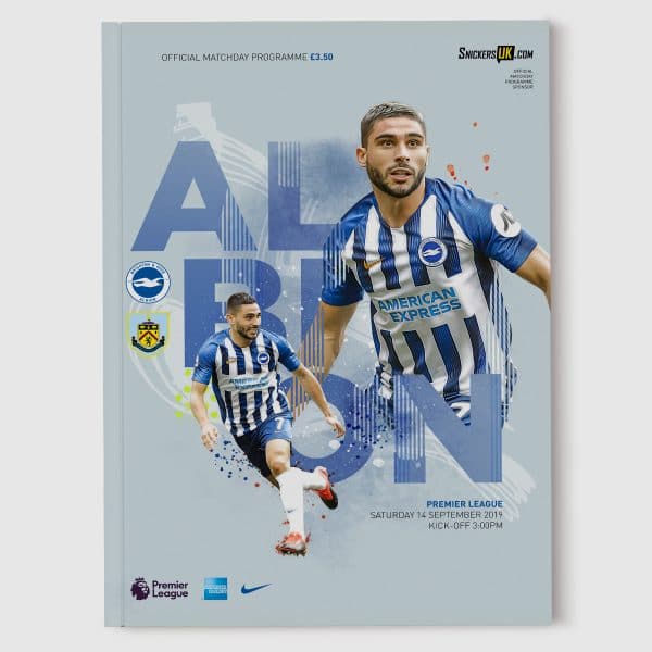 An image of the BHAFC programme front cover for Burnley FC