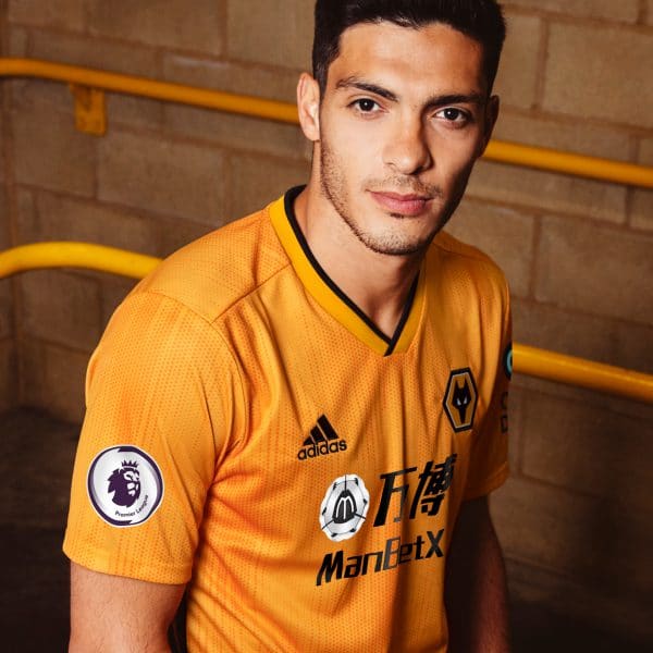 An image of a Wolves FC player in the home kit