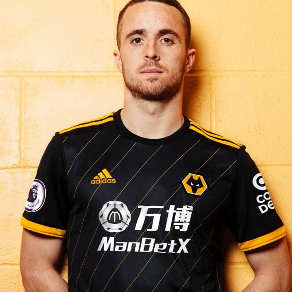 An image of a Wolves FC player in the away kit